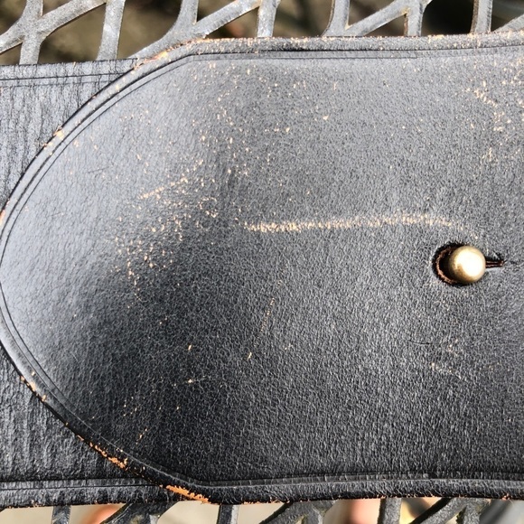 Vintage Ralph Lauren Leather Black Belt with round brass buckle/ peg Distressed main image 14